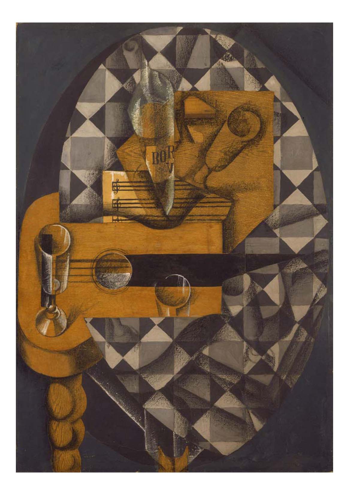Juan Gris - Guitar and Glasses, 16x12" (A3) Poster Print