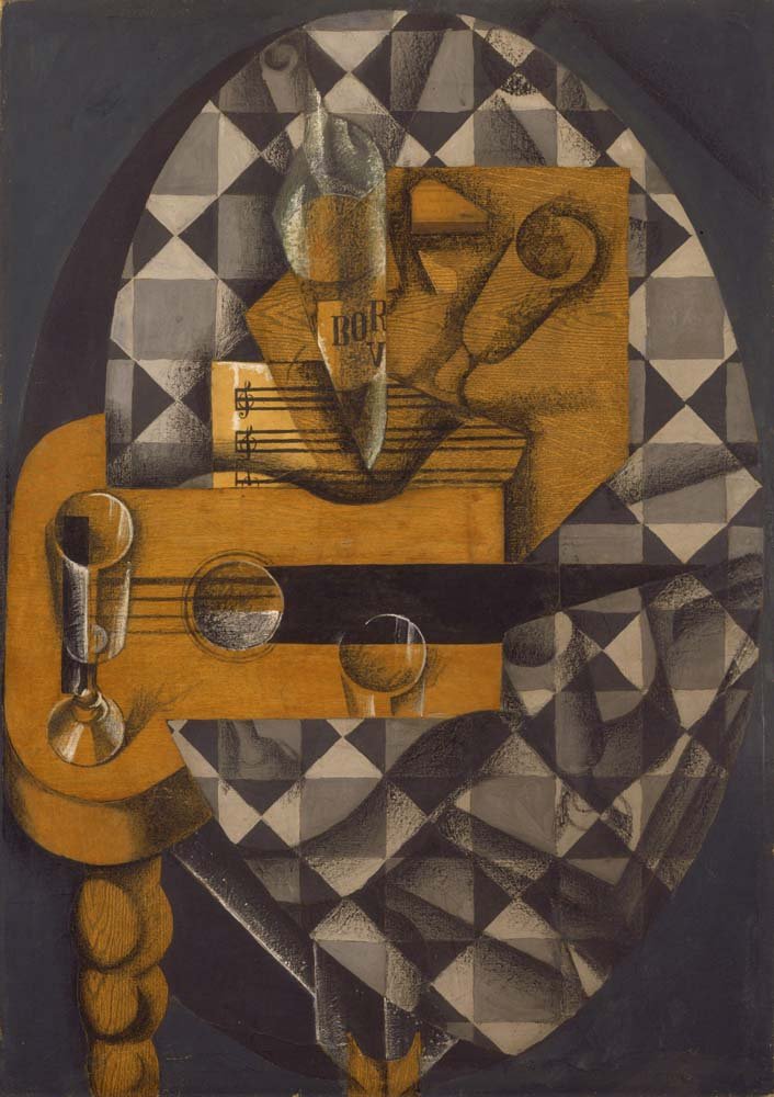 Juan Gris - Guitar and Glasses, vintage art, A3 (16x12")  Poster Print 