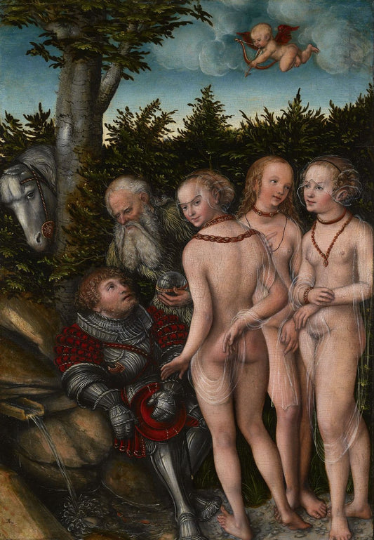 Judgement of Paris, vintage artwork by Lucas Cranach the Elder, A3 (16x12") Poster Print
