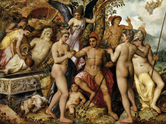 Judgment of Paris, vintage artwork by Frans Floris, A3 (16x12") Poster Print