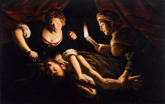 Judith Cutting Off the Head of Holofernes, vintage artwork by Trophîme Bigot, 12x8" (A4) Poster