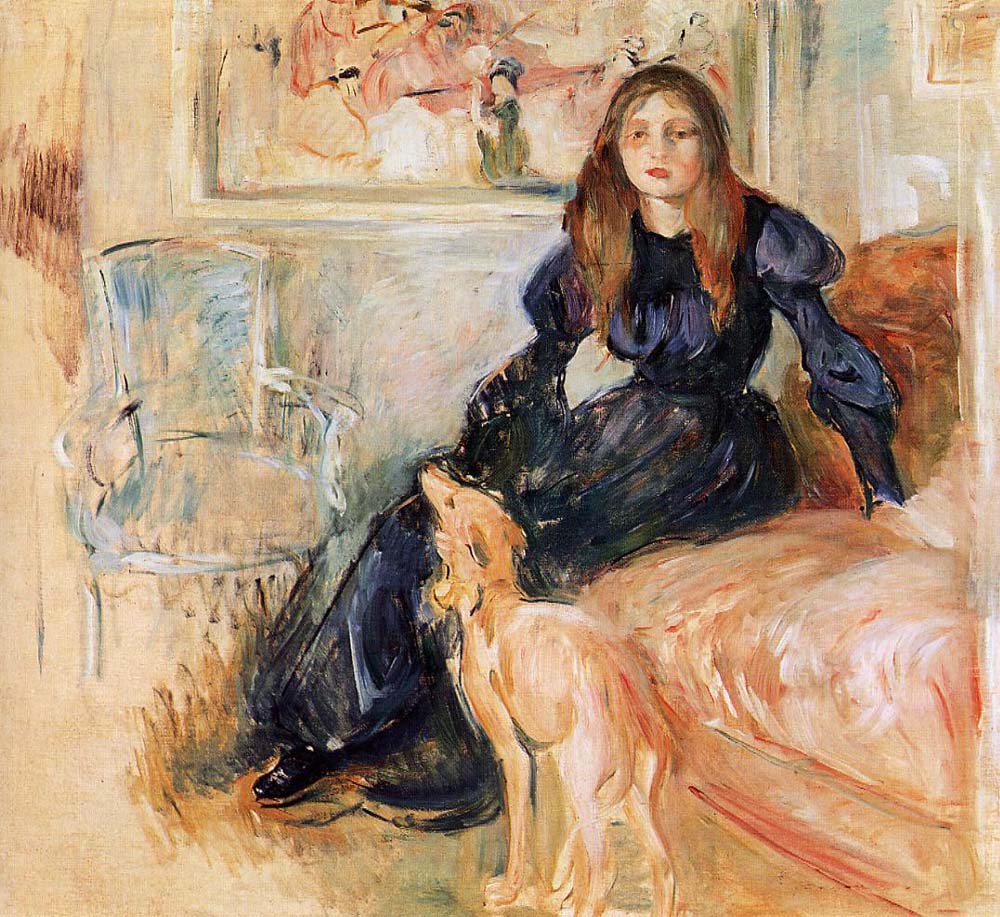 Julie Manet and Her Greyhound Laertes - 1893 - Musee Marmottan France by Berthe Morisot, vintage art, modern poster print