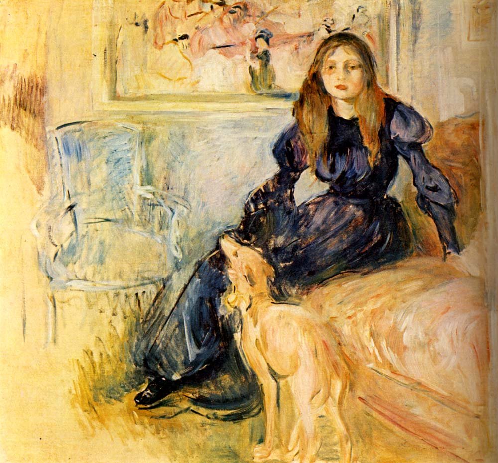Julie Manet and her Laerte Greyhound by Berthe Morisot, 1893, vintage art, modern poster print