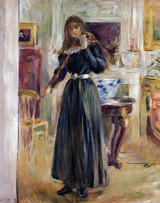 Julie Playing a Violin - 1893 - by Berthe Morisot, vintage art, modern poster print