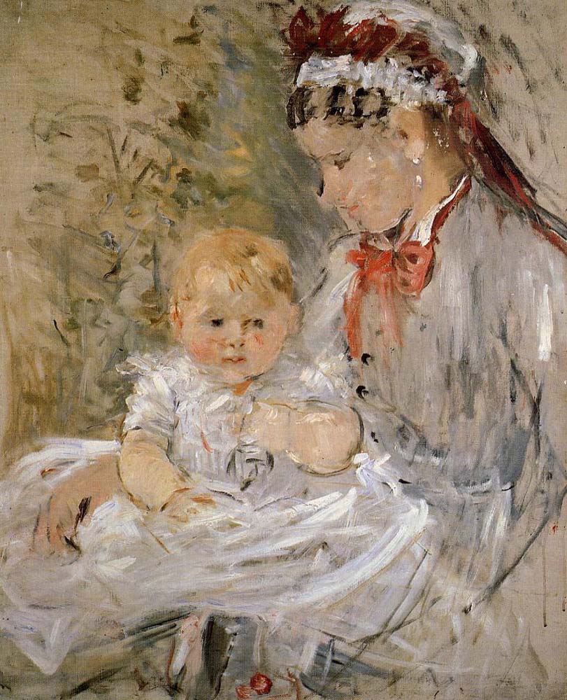 Julie with Her Nurse - 1880 - Ny Carlsberg Glyptotek Denmark by Berthe Morisot, vintage art, modern poster print