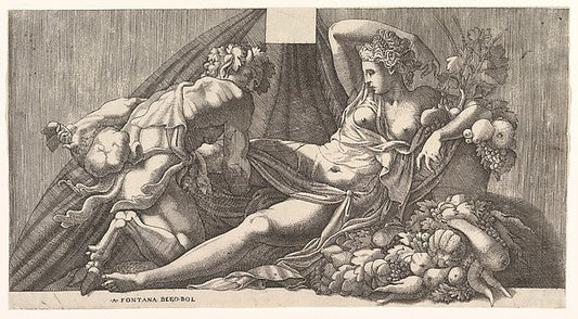 Jupiter and Antiope-Attributed to Master FG, After Francesco P, vintage art, A3 (16x12") Poster Print