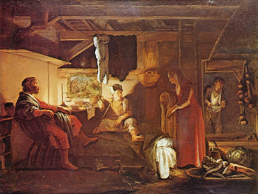 Jupiter and Mercury at Philemon and Baucis, vintage artwork by Adam Elsheimer, 12x8" (A4) Poster