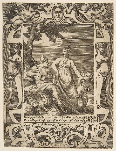 Jupiter at left in the form of a shepherd accompanied by Mnemo, vintage art, A3 (16x12") Poster Print