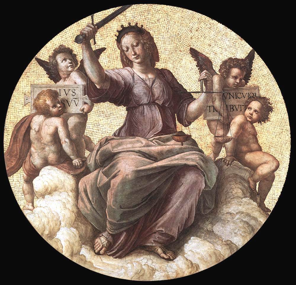 Justice (ceiling tondo) (Stanza della Segnatura), vintage artwork by Raphael, A3 (16x12") Poster Print