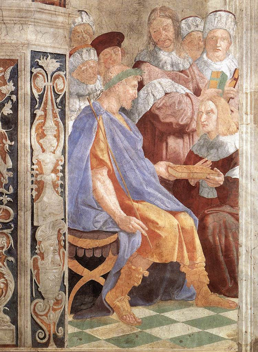 Justinian Presenting the Pandects to Trebonianus (Stanza della Segnatura), vintage artwork by Raphael, A3 (16x12") Poster Print