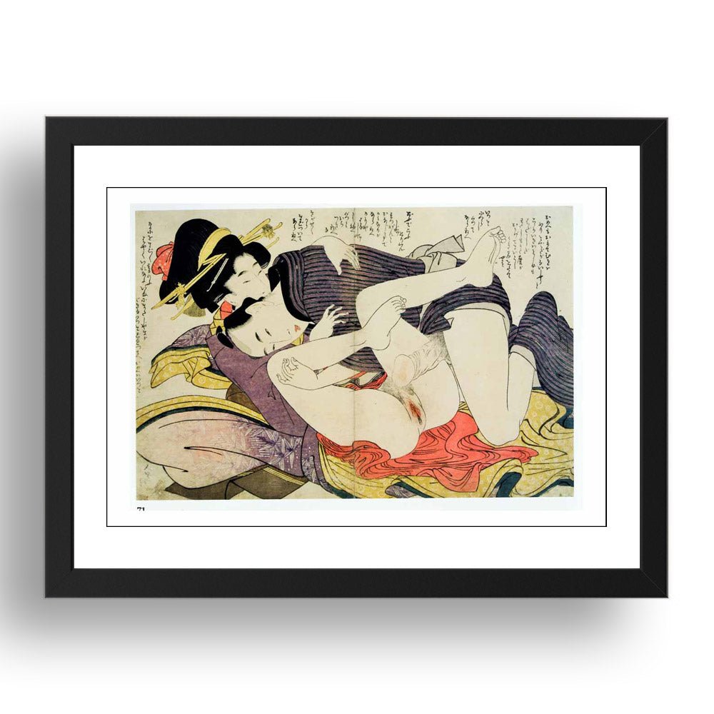 katagawa-utamaro-, Graphic Erotic ukiyo-e Japanese Shunga, classic artwork in 17x13"(A3) Frame