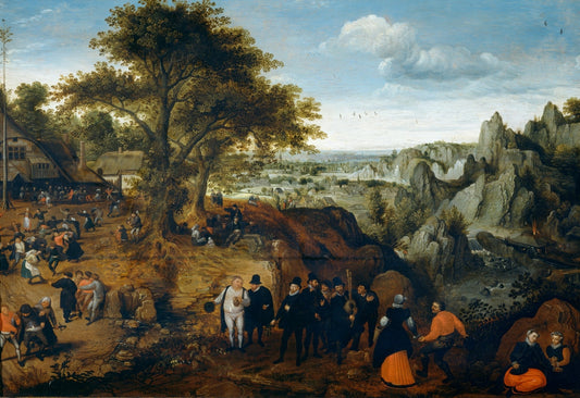 Kermesse in a Rocky Landscape, vintage artwork by Lucas van Valckenborch, A3 (16x12") Poster Print