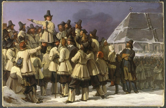 King Gustav | Vasa of Sweden Addressing Men from Dalarna in Mora by Johan Gustaf Sandberg, vintage art, modern poster print