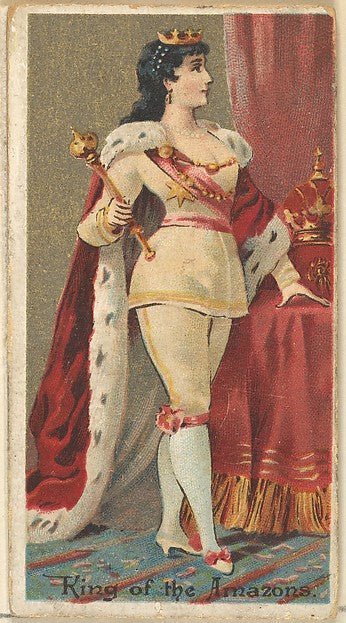 :King of the Amazons from the Occupations for Women series for Old Judge and Dogs Head Cigarettes 1887, vintage artwork, 16x12"(A3) Poster Print