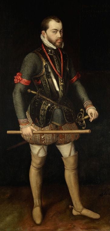 King Philipp II of Spain, vintage artwork by Alonso Sanchez Coello, A3 (16x12") Poster Print