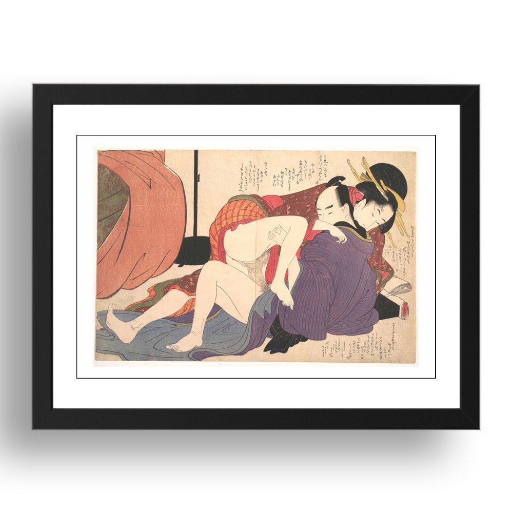 Kitagawa Utamaro-female dominant, Graphic Erotic ukiyo-e Shunga, classic artwork in 17x13"(A3) Frame