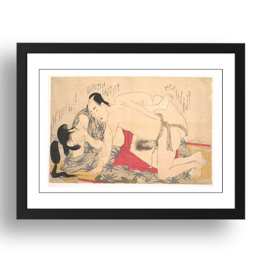 Kitagawa Utamaro2, Graphic Erotic ukiyo-e Japanese Shunga, classic artwork in 17x13"(A3) Frame