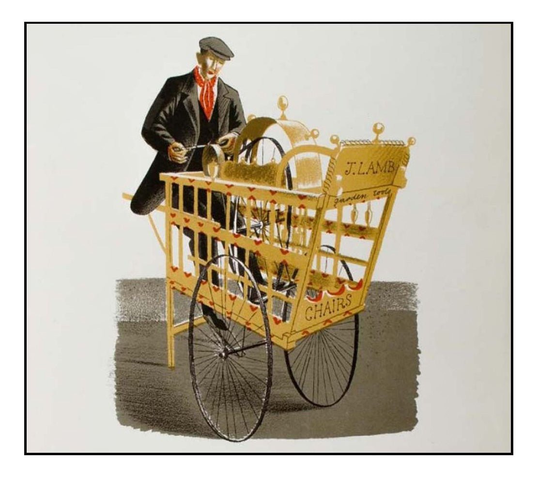 Knife Grinder 1938-s by Eric Ravilious, A4 size (8.27 × 11.69 inches) Poster