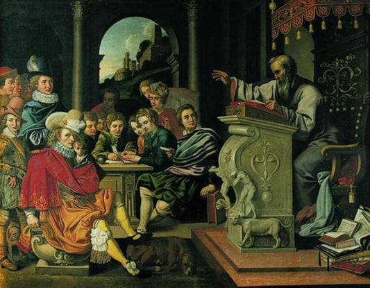 Knight academy lecture, vintage artwork by Pieter Isaacsz, 12x8" (A4) Poster