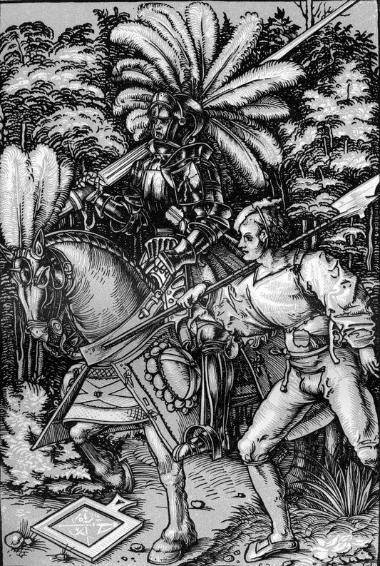Knight and Corporal, vintage artwork by Hans Wechtlin, A3 (16x12") Poster Print
