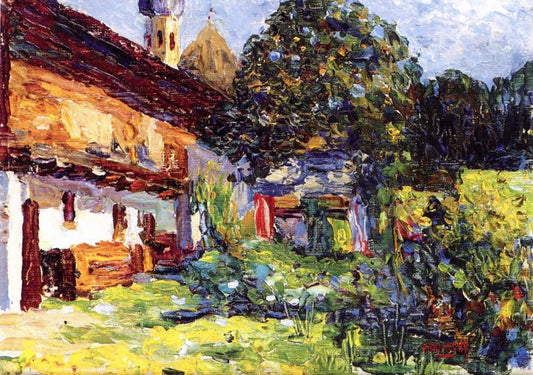Kochel - Farmhouse with Church- 1902 by Wassily Kandinsky, 23x16"( A2 size ) Poster Print