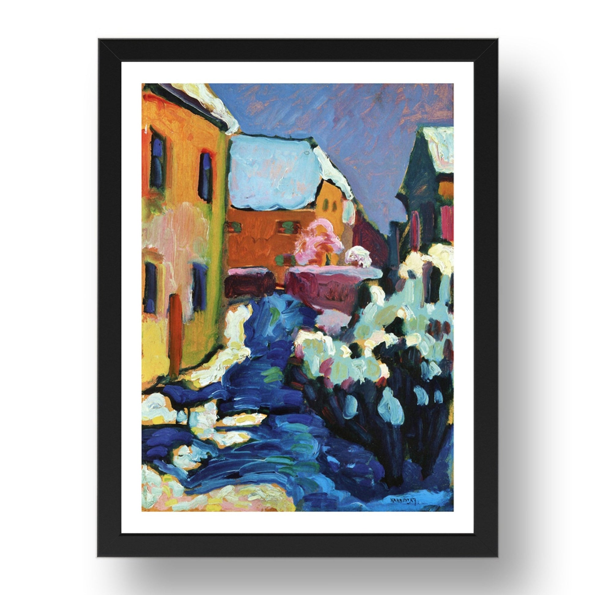Kochel Graveyard and Rectory 1909 by Wassily Kandinsky, 17x13" Frame