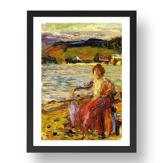Kochel Lady Seated by a Lakeside 1902 by Wassily Kandinsky, 17x13" Frame