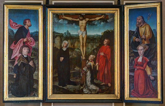 Kreuzigungs Altar (Triptych), vintage artwork by Attributed to Adriaen Isenbrandt, A3 (16x12") Poster Print