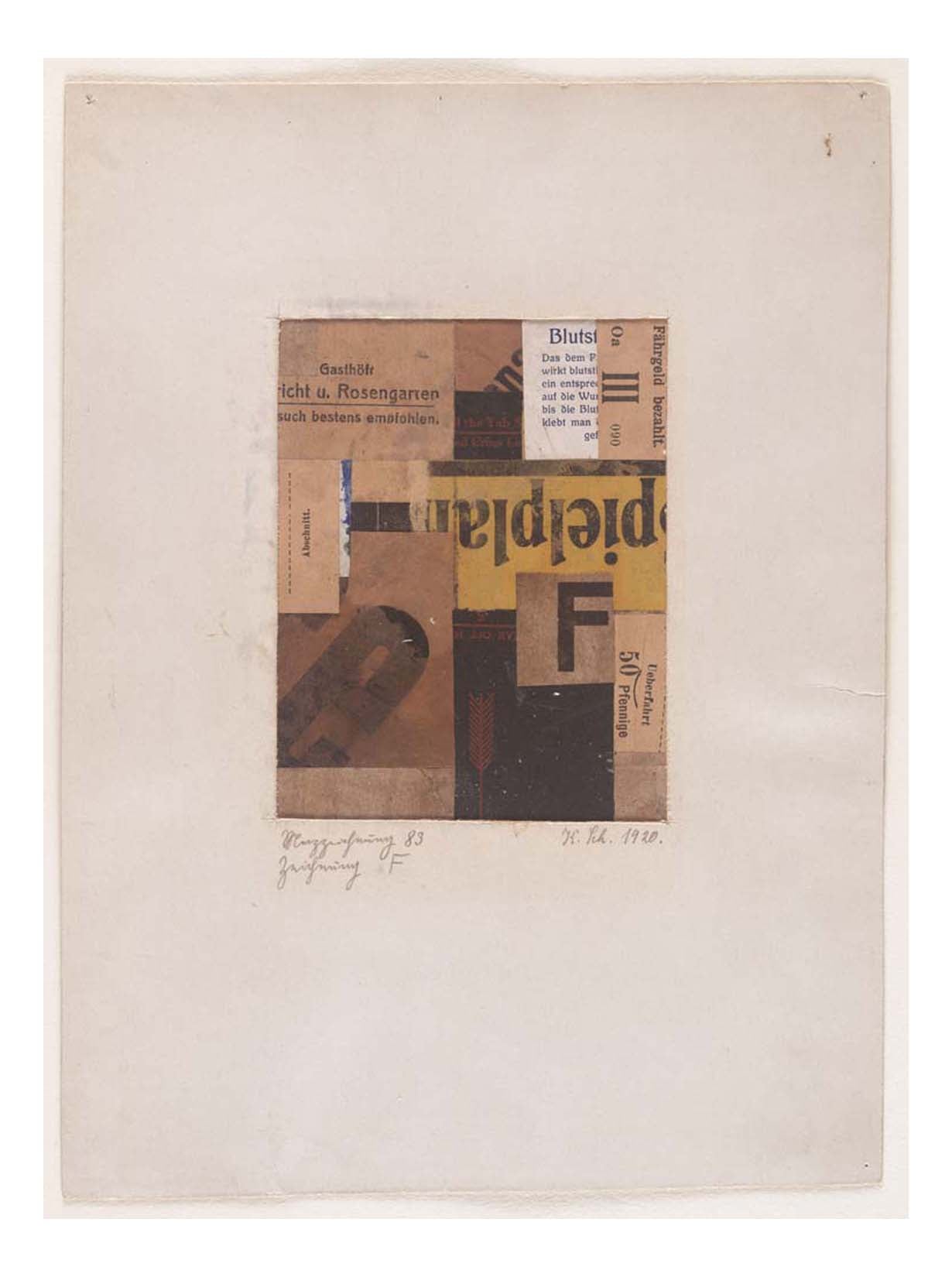 Kurt Schwitters - Merz Drawing 83. Drawing F, 16x12" (A3) Poster Print
