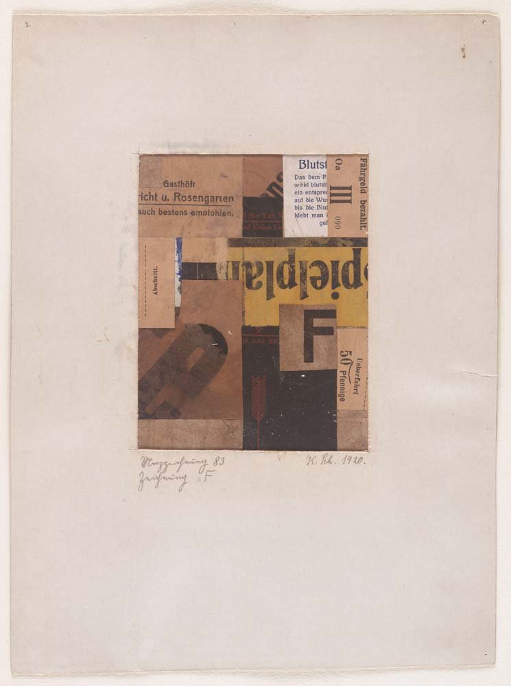 Kurt Schwitters - Merz Drawing 83. Drawing F, vintage art, A3 (16x12")  Poster Print 