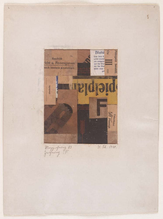 Kurt Schwitters - Merz Drawing 83. Drawing F, vintage art, A3 (16x12")  Poster Print 