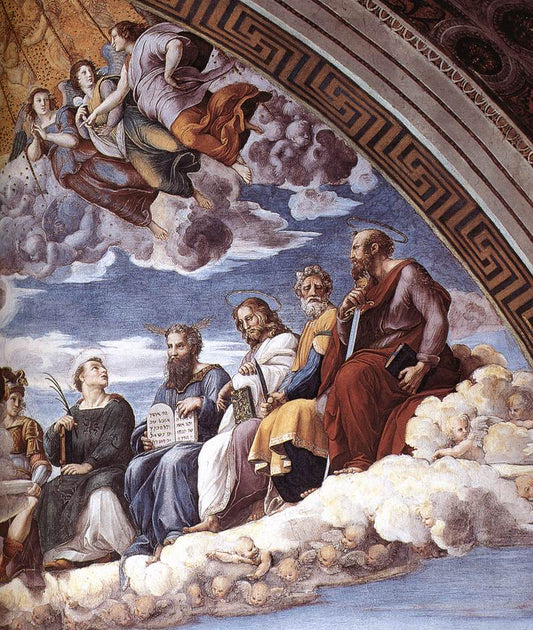 La Disputa (detail 10) (Stanza della Segnatura), vintage artwork by Raphael, A3 (16x12") Poster Print