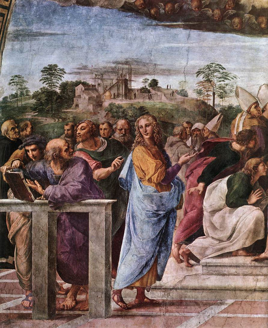 La Disputa (detail 2) (Stanza della Segnatura), vintage artwork by Raphael, A3 (16x12") Poster Print