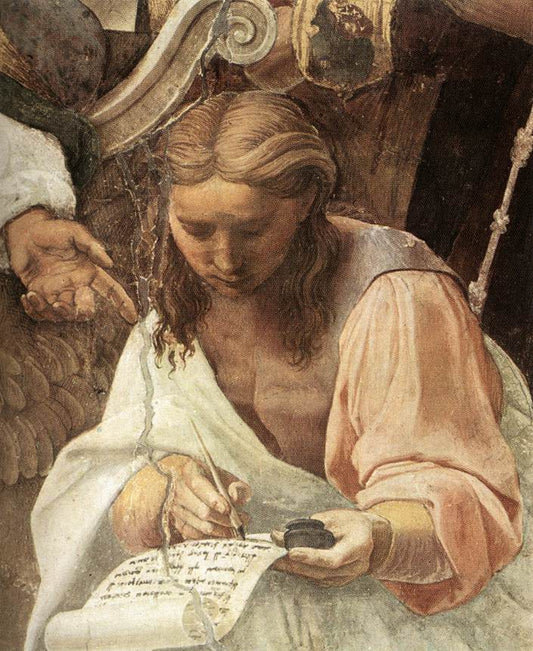 La Disputa (detail 7) (Stanza della Segnatura), vintage artwork by Raphael, A3 (16x12") Poster Print