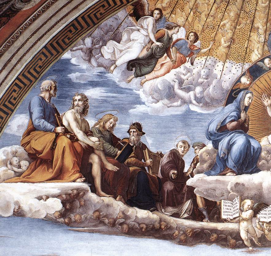 La Disputa (detail 9) (Stanza della Segnatura), vintage artwork by Raphael, A3 (16x12") Poster Print