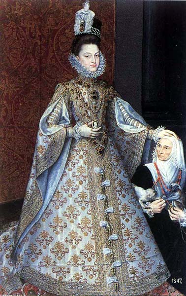 La infanta Isabel Clara Eugenia y Magdalena Ruiz, vintage artwork by Alonso Sanchez Coello, A3 (16x12") Poster Print