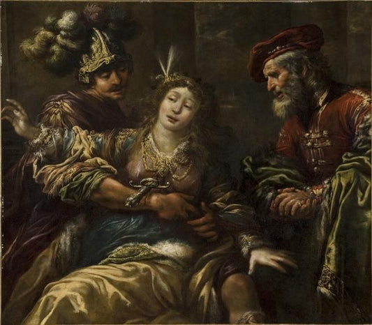 La mort de Lucrèce (The Death of Lucretia), vintage artwork by Claude Vignon, 12x8" (A4) Poster