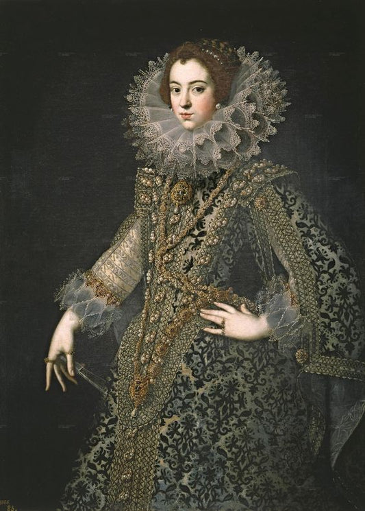 La reina Isabel de Borbón, vintage artwork by Rodrigo de Villandrano, 12x8" (A4) Poster