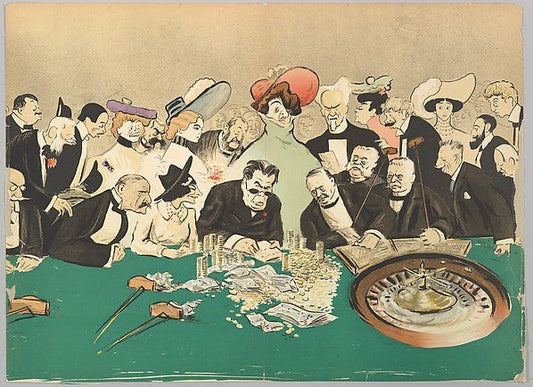 La Roulette in the Casino  from Monte-Carlo  2nd Serie c1910-G, vintage art, A3 (16x12") Poster Print