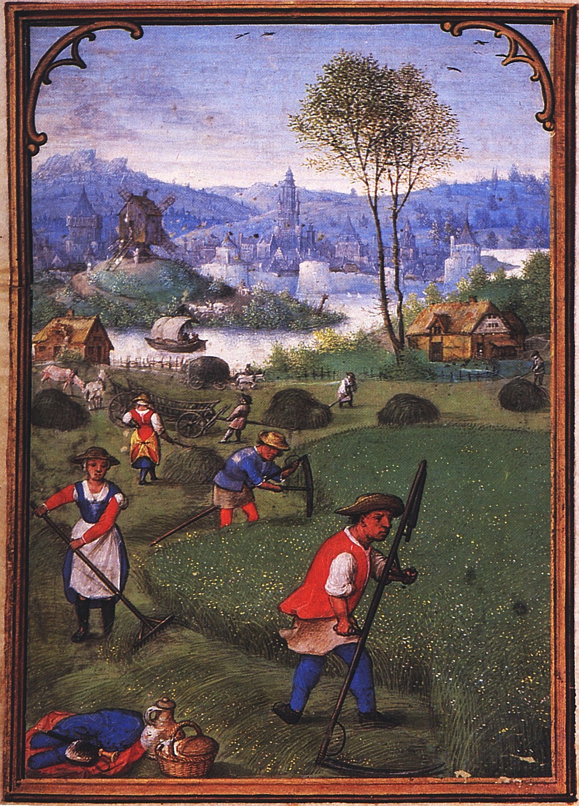 Labors of the Months: July, from a Flemish Book of Hours, vintage artwork by Simon Bening, A3 (16x12") Poster Print