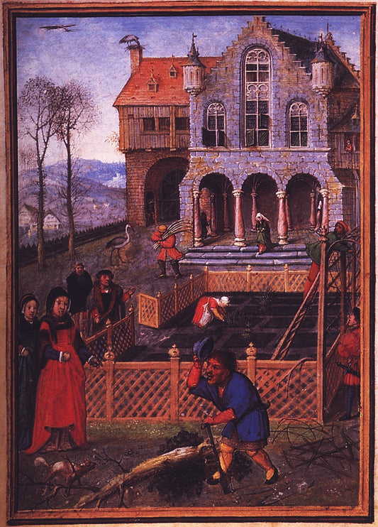 Labors of the Months: March, from a Flemish Book of Hours, vintage artwork by Simon Bening, A3 (16x12") Poster Print