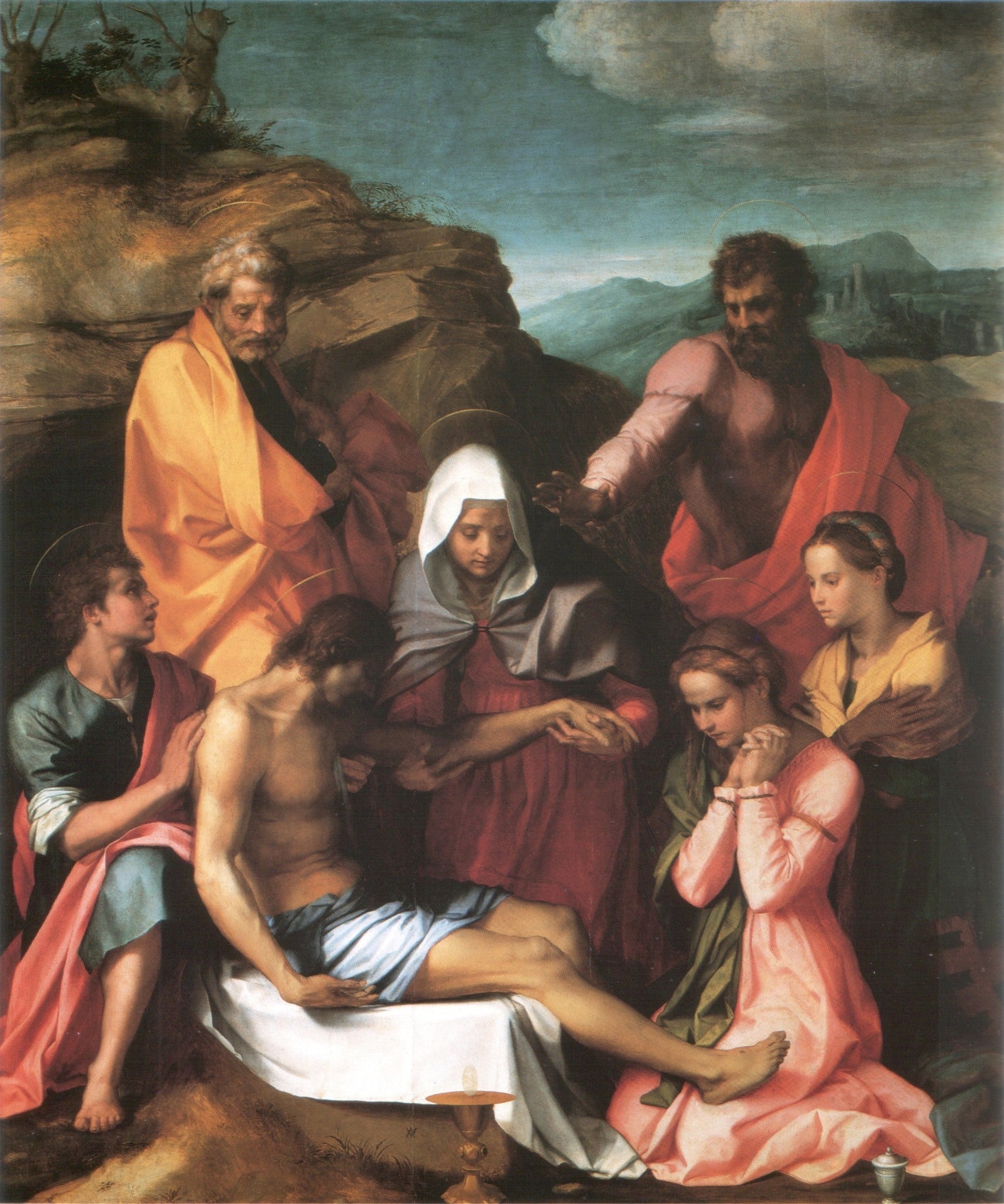 Lamentation of Christ, vintage artwork by Andrea del Sarto, A3 (16x12") Poster Print