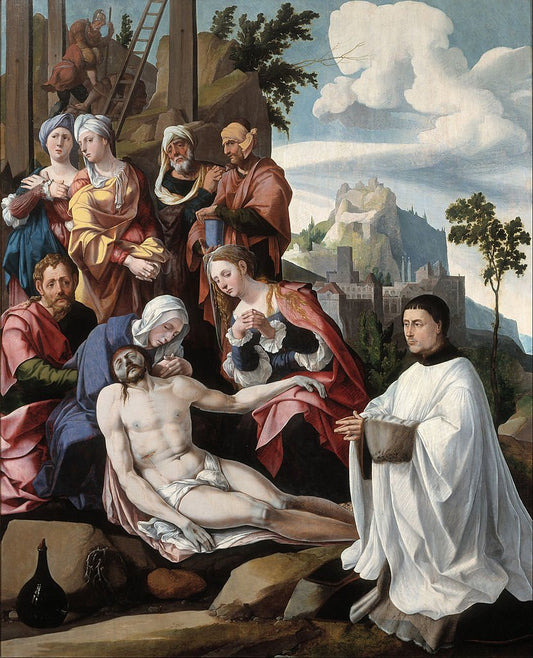 Lamentation of Christ with a Donor, vintage artwork by Jan van Scorel, A3 (16x12") Poster Print