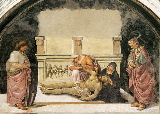 Lamentation over the Dead Christ with Saints Faustinus and Parentius, vintage artwork by Luca Signorelli, A3 (16x12") Poster Print
