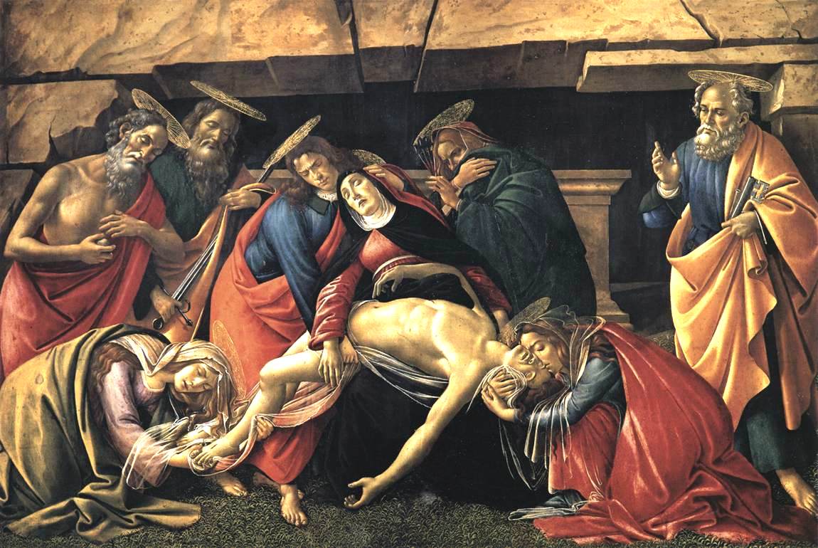 Lamentation over the Dead Christ with Saints, vintage artwork by Sandro Botticelli, A3 (16x12") Poster Print