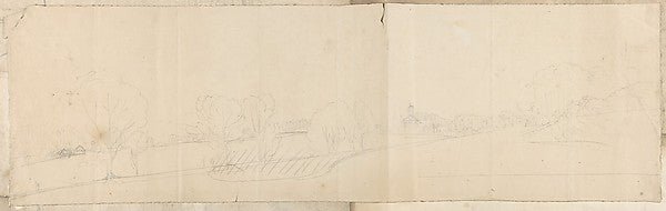 Landscape Sketch after 1824-Anonymous, British, 19th cent, vintage art, A3 (16x12") Poster Print