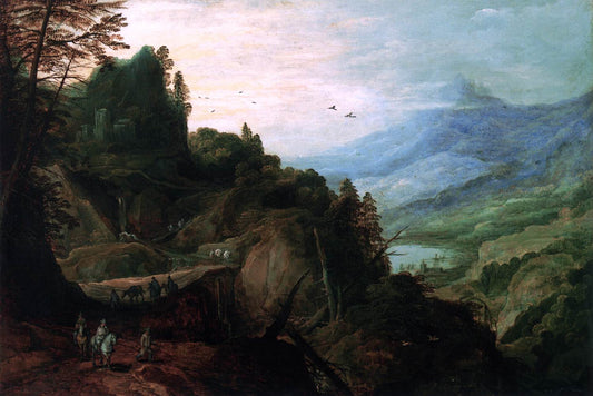 Landscape with a Mountian Pass, vintage artwork by Joos de Momper the Younger, A3 (16x12") Poster Print