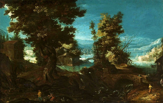 Landscape with a river and trees, vintage artwork by Frederik van Valckenborch, A3 (16x12") Poster Print