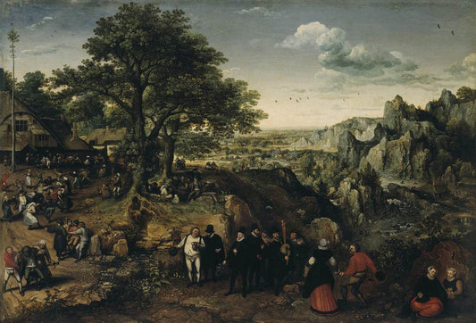 Landscape with a Rural Festival, vintage artwork by Lucas van Valckenborch, A3 (16x12") Poster Print