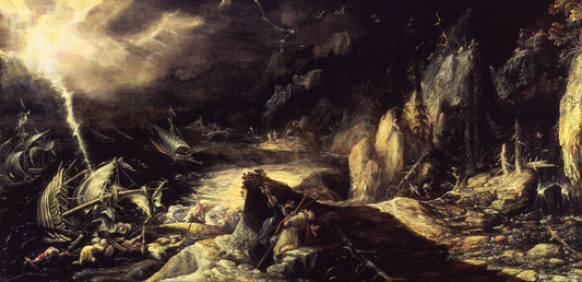 Landscape with a shipwreck, vintage artwork by Frederik van Valckenborch, A3 (16x12") Poster Print